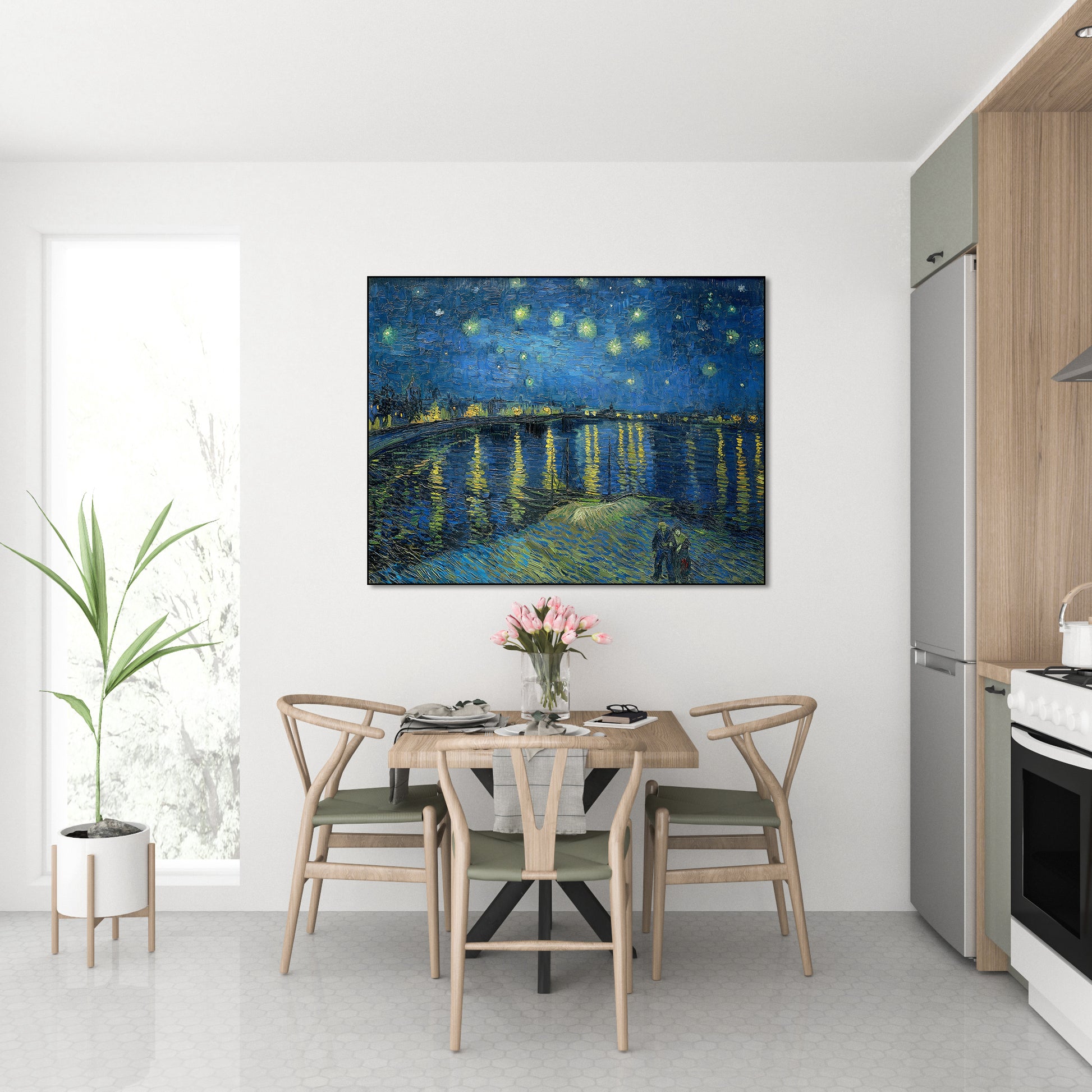 Akoestisch schilderij met Sterrennacht boven de Rhône - Vincent van Gogh - Keuken