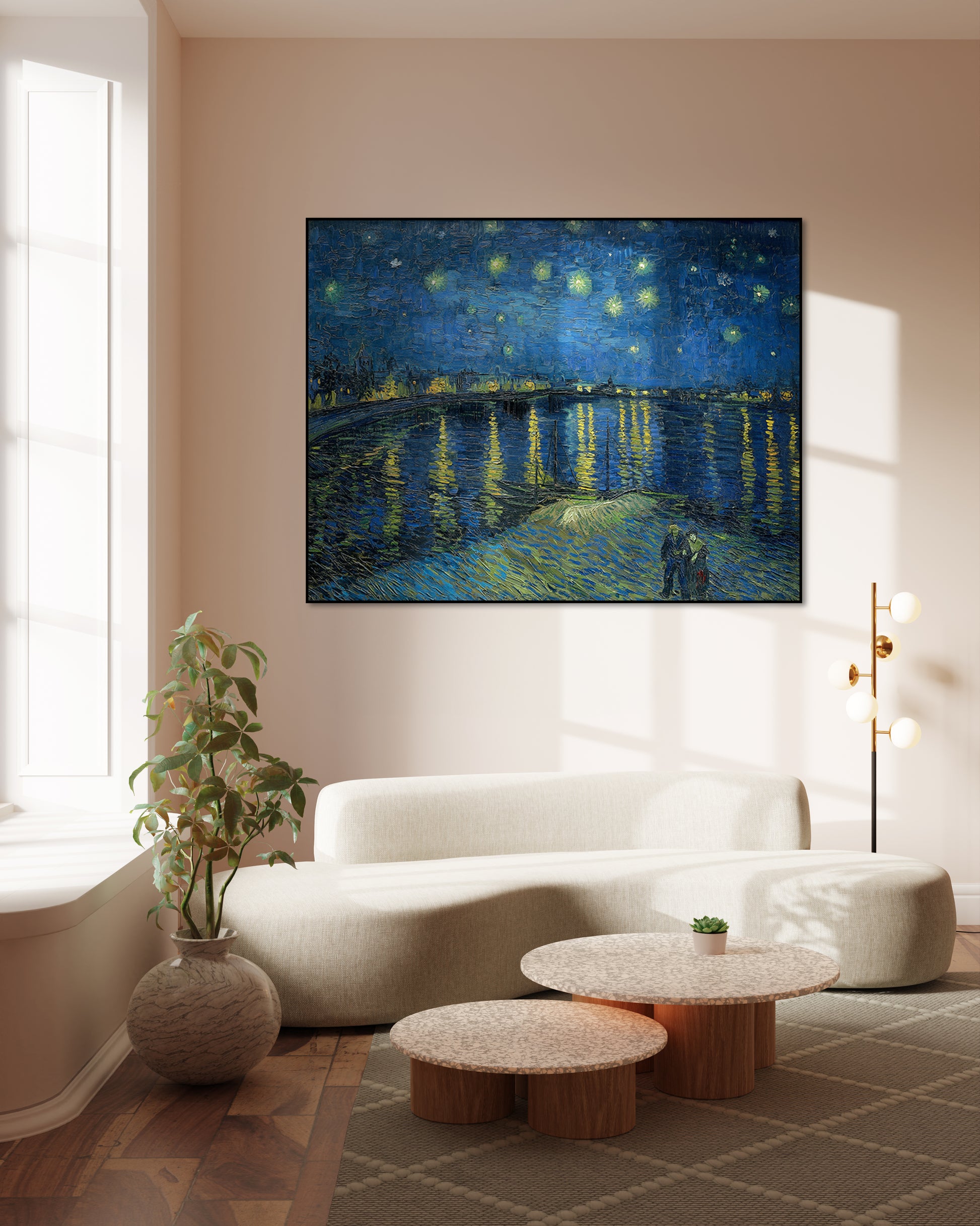 Akoestisch schilderij met Sterrennacht boven de Rhône - Vincent van Gogh - Woonkamer
