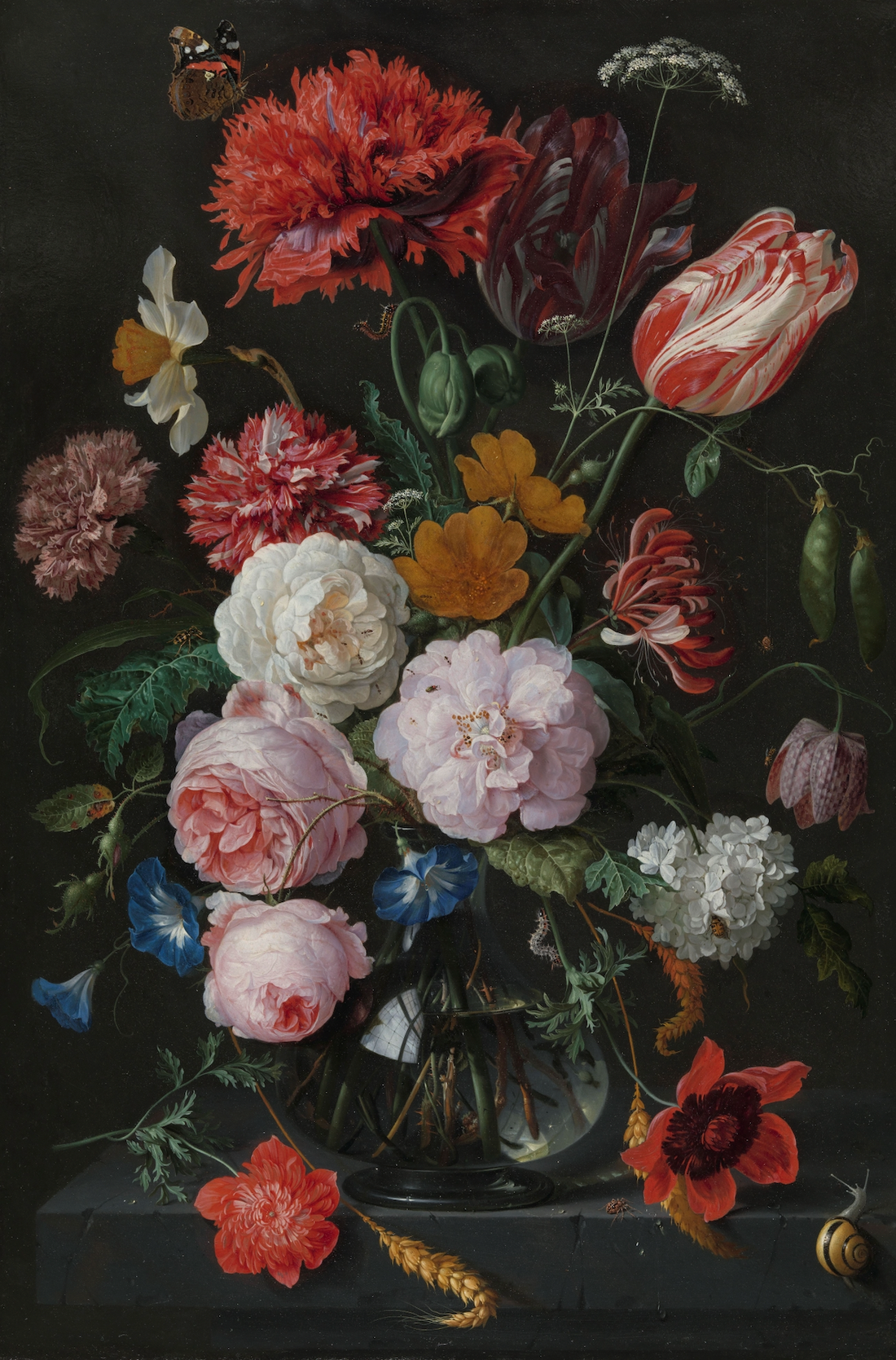 Akoestisch schilderij met Stilleven met Bloemen in een Glazen Vaas - Jan Davidsz de Heem & Rachel Ruysch