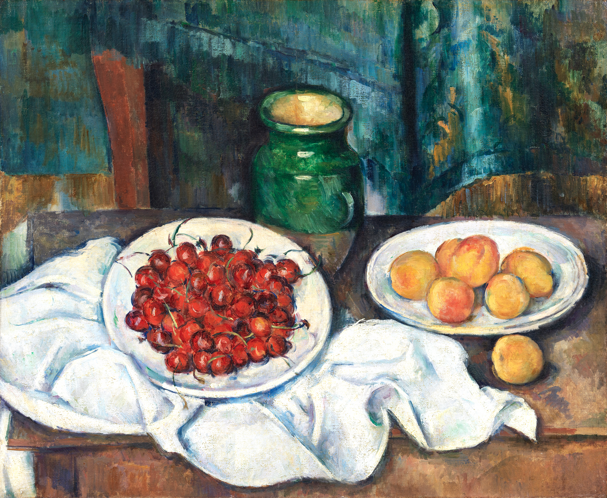 Akoestisch schilderij met Stilleven met Kersen en Perziken