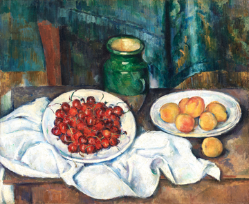 Akoestisch schilderij met Stilleven met Kersen en Perziken