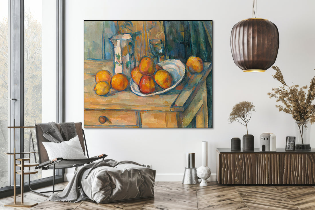 Akoestisch schilderij met Stilleven met Melkkan en Fruit