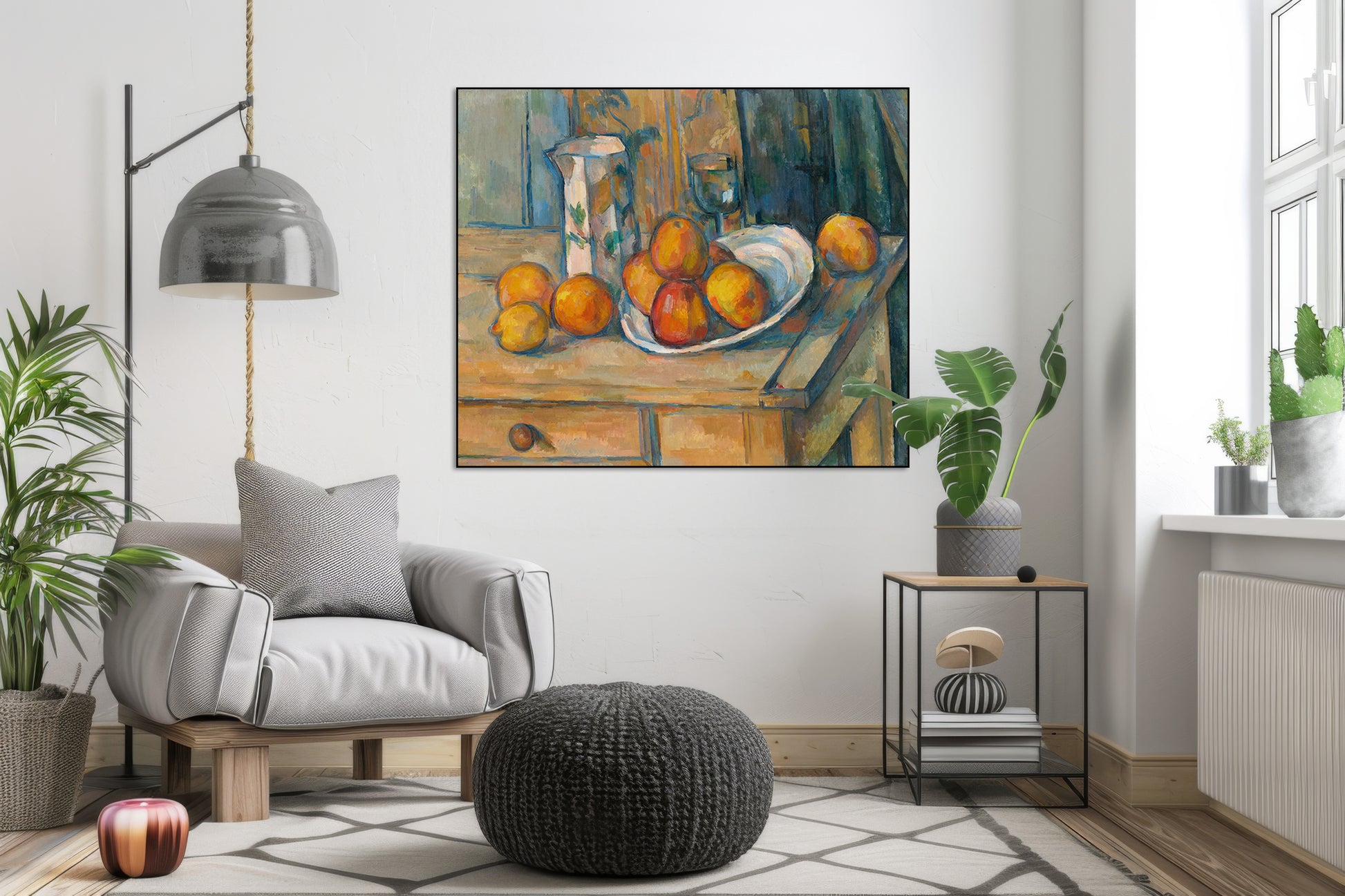Akoestisch schilderij met Stilleven met Melkkan en Fruit - Woonkamer 2