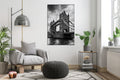 Akoestisch schilderij met Tower Bridge Londen – zwartwit - Woonkamer