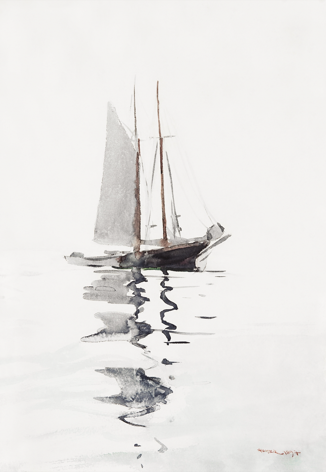 Akoestisch schilderij met Twee-mast Schoener.