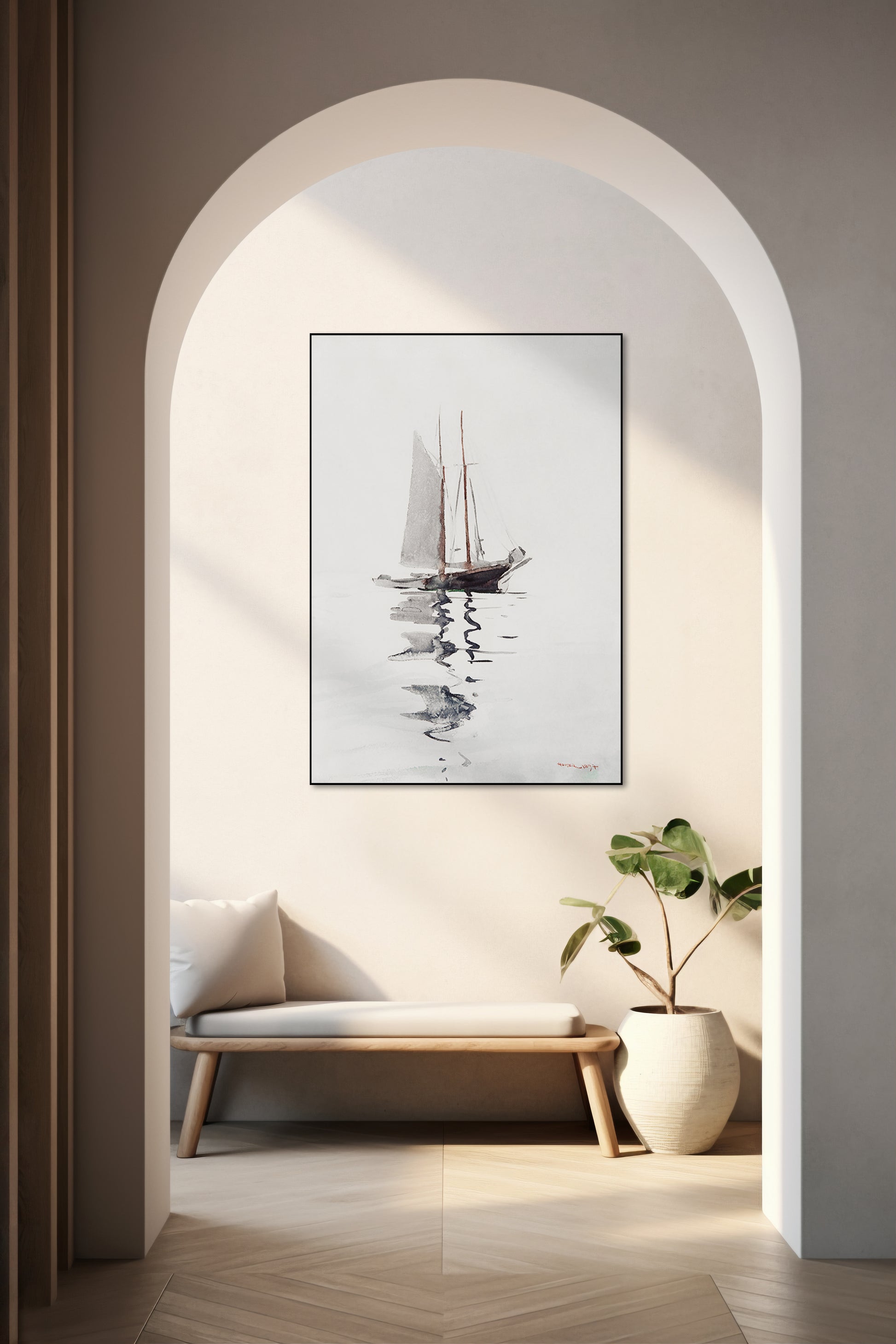 Akoestisch schilderij met Twee-mast Schoener - Hal2