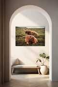 Akoestisch schilderij met Twee Hooglandrunderen - Hal