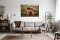 Akoestisch schilderij met Twee Hooglandrunderen - Woonkamer 2