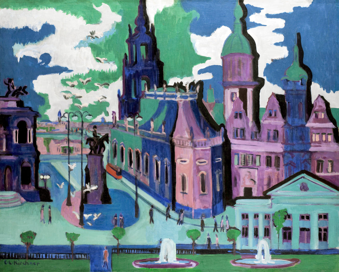 Akoestisch schilderij met Uitzicht op Dresden - Ernst Ludwig Kirchner