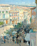 Akoestisch schilderij met Uitzicht op een Zuid-Franse stad - Childe Hassam