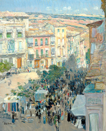 Akoestisch schilderij met Uitzicht op een Zuid-Franse stad - Childe Hassam