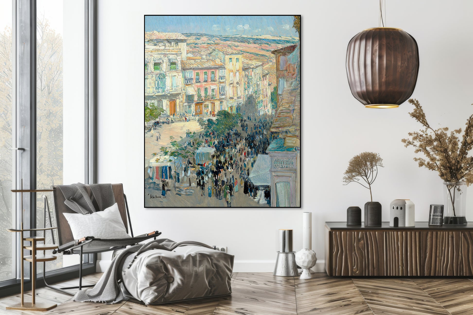 Akoestisch schilderij met Uitzicht op een Zuid-Franse stad - Childe Hassam - Woonkamer 2