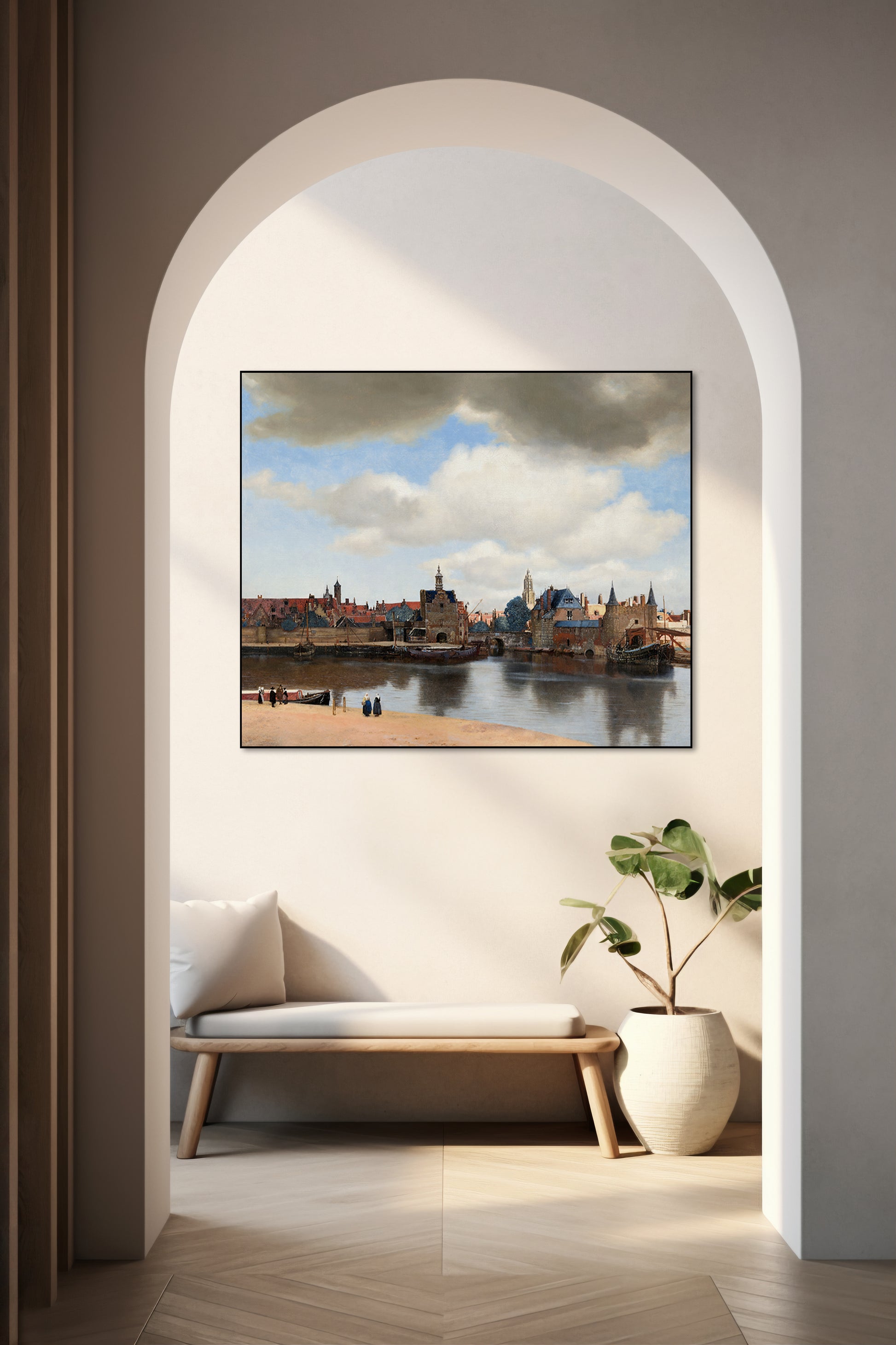 Akoestisch schilderij met Uitzicht van Delft - Hal
