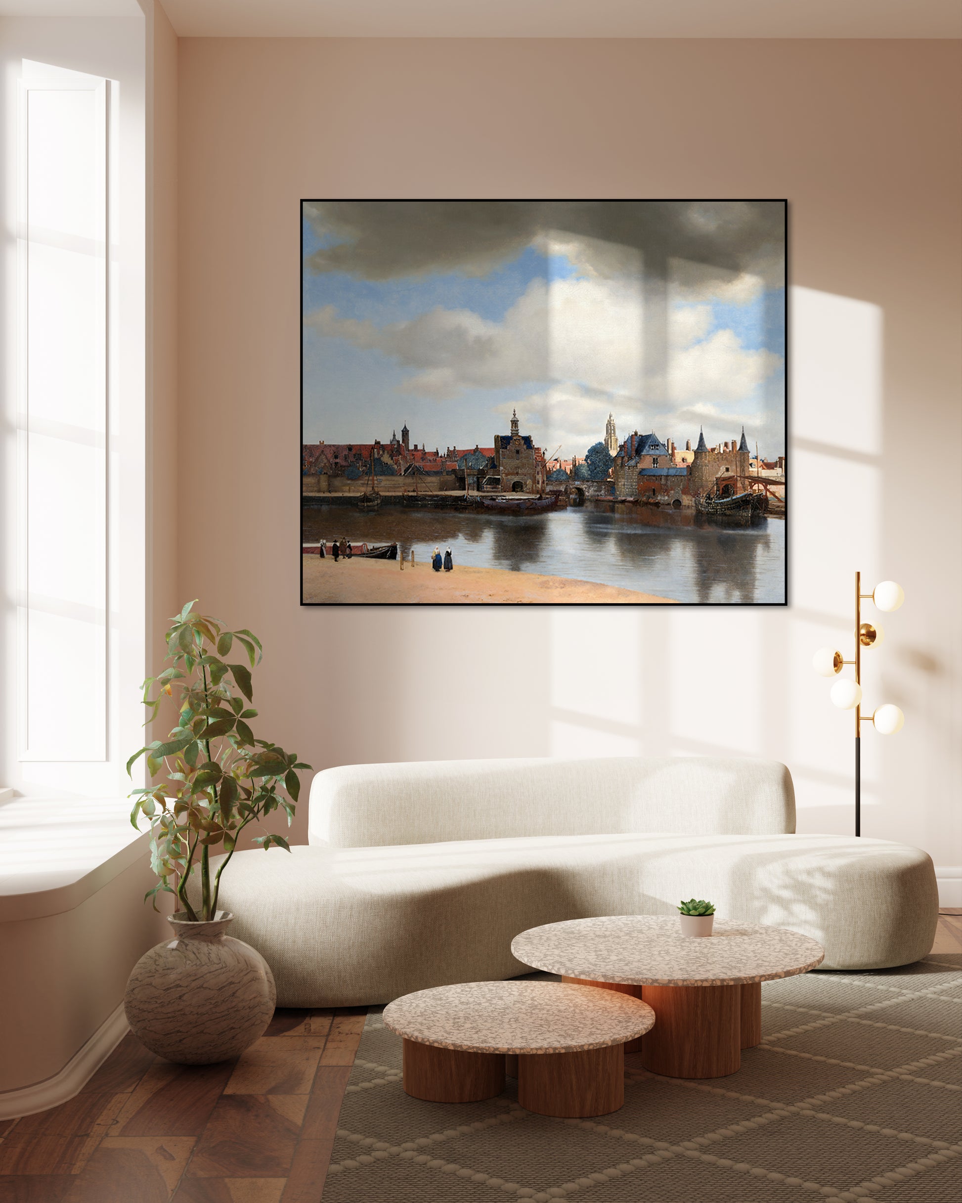 Akoestisch schilderij met Uitzicht van Delft - Woonkamer