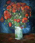 Akoestisch schilderij met Vaas met klaprozen