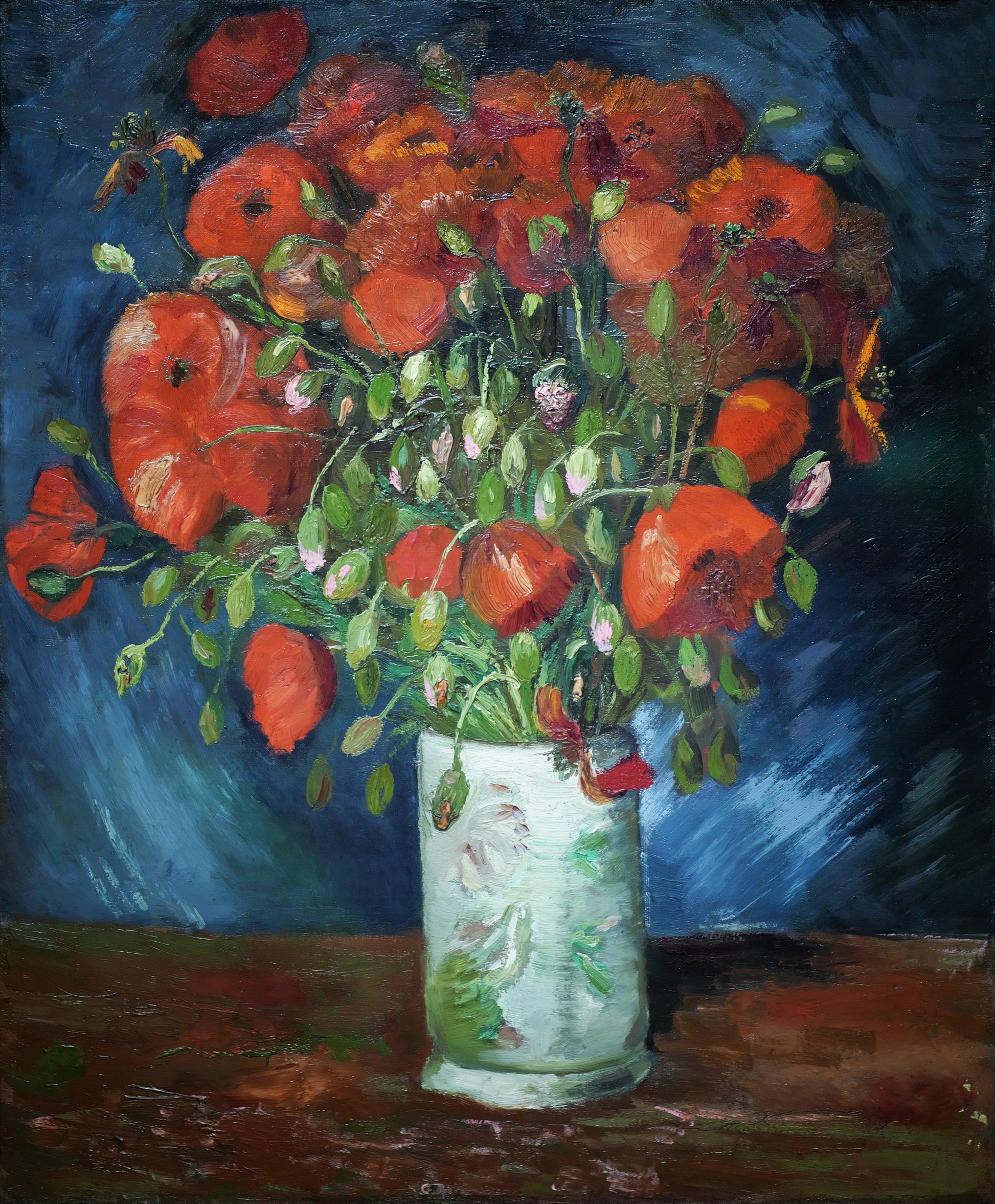 Akoestisch schilderij met Vaas met klaprozen