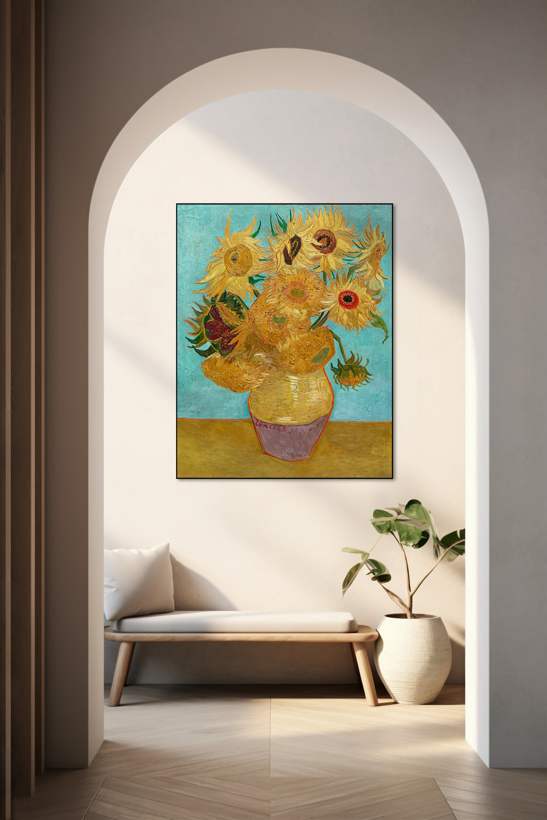 Akoestisch schilderij met Vaas met twaalf zonnebloemen - Vincent van Gogh