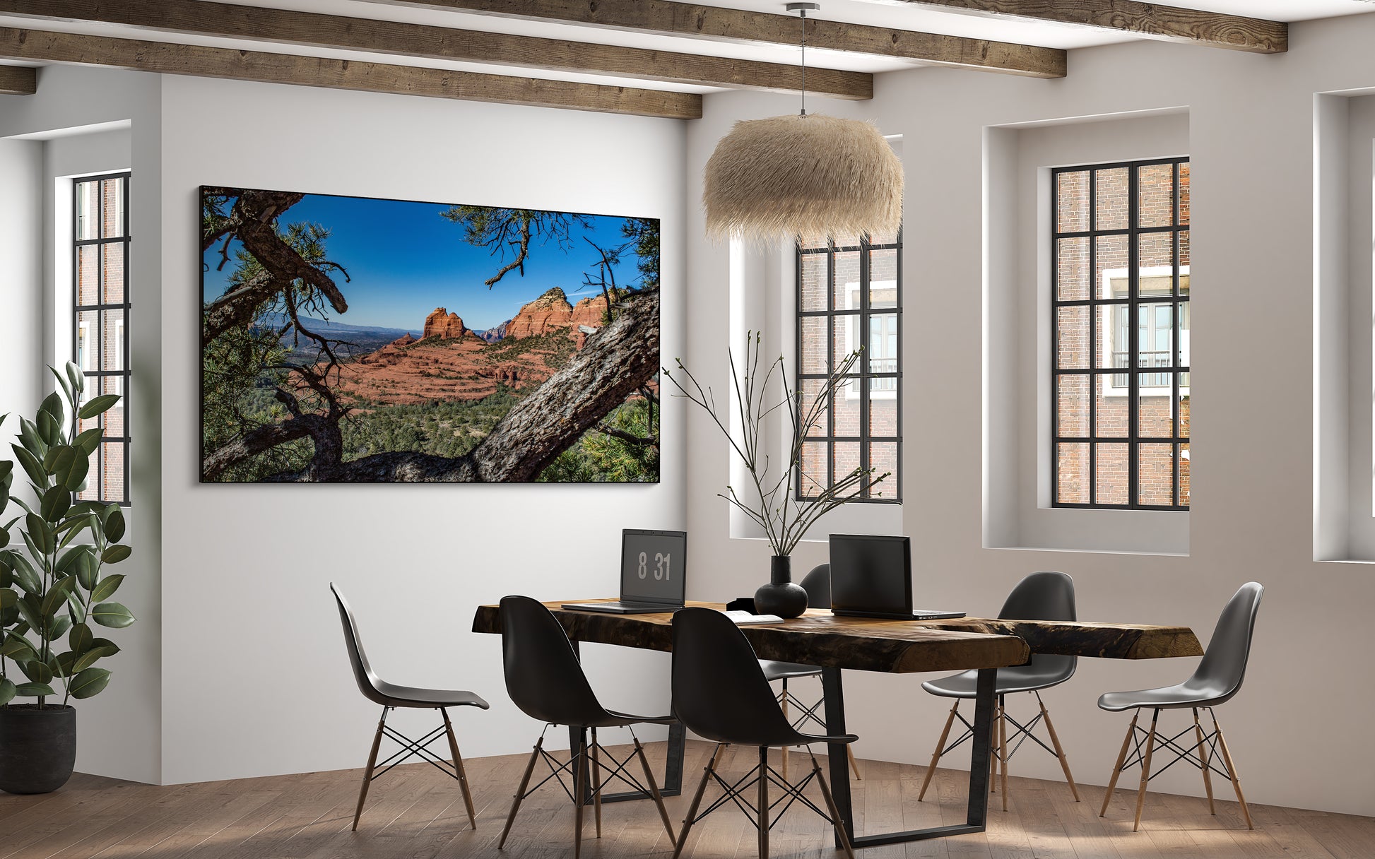 Akoestisch schilderij met Verlaten ruw landschap in Amerika - Kantoor