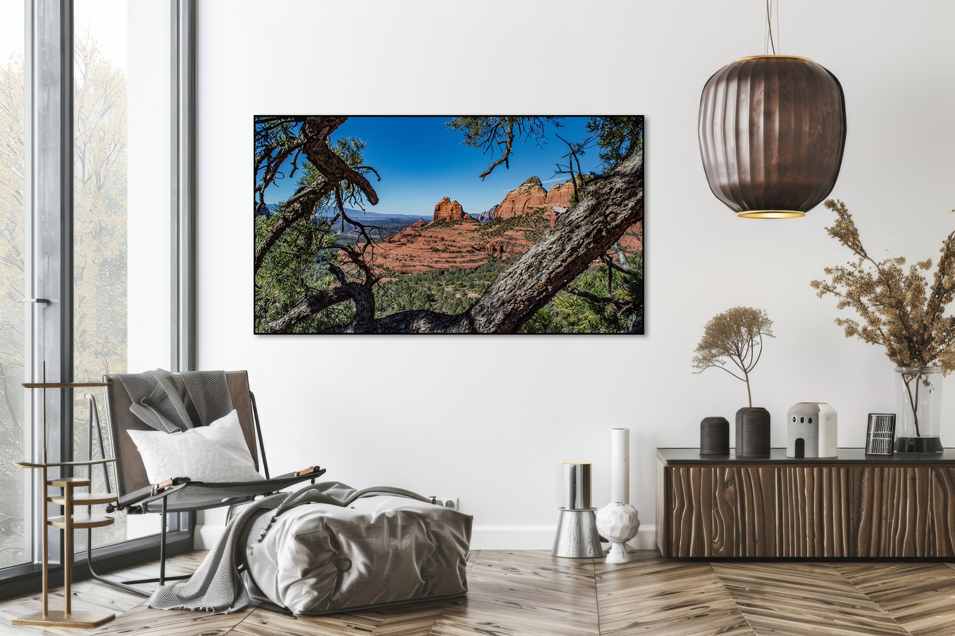 Akoestisch schilderij met Verlaten ruw landschap in Amerika - Woonkamer