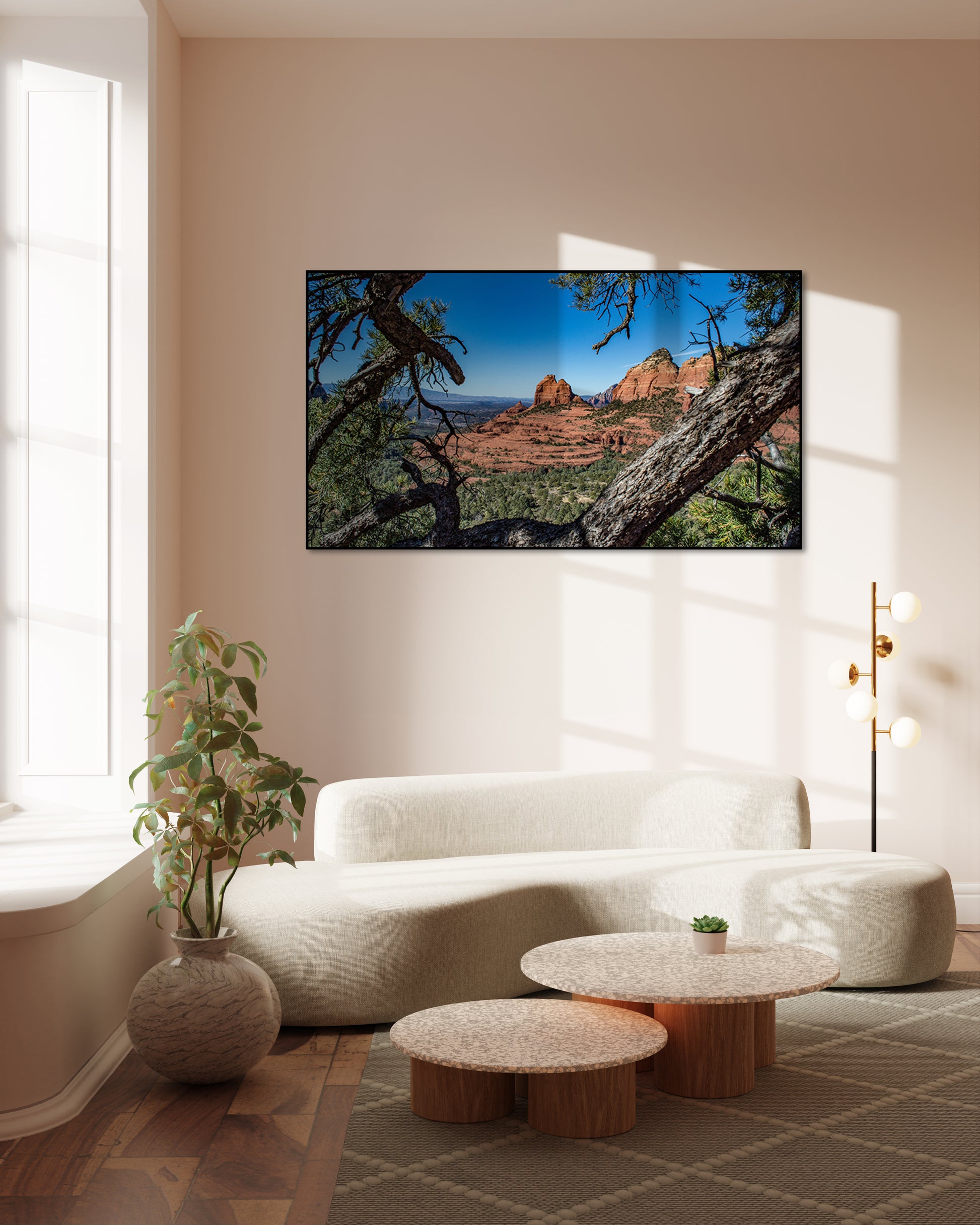 Akoestisch schilderij met Verlaten ruw landschap in Amerika - Woonkamer 3
