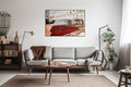 Akoestisch schilderij met Vintage auto geparkeerd voor een gebouw - Woonkamer 3