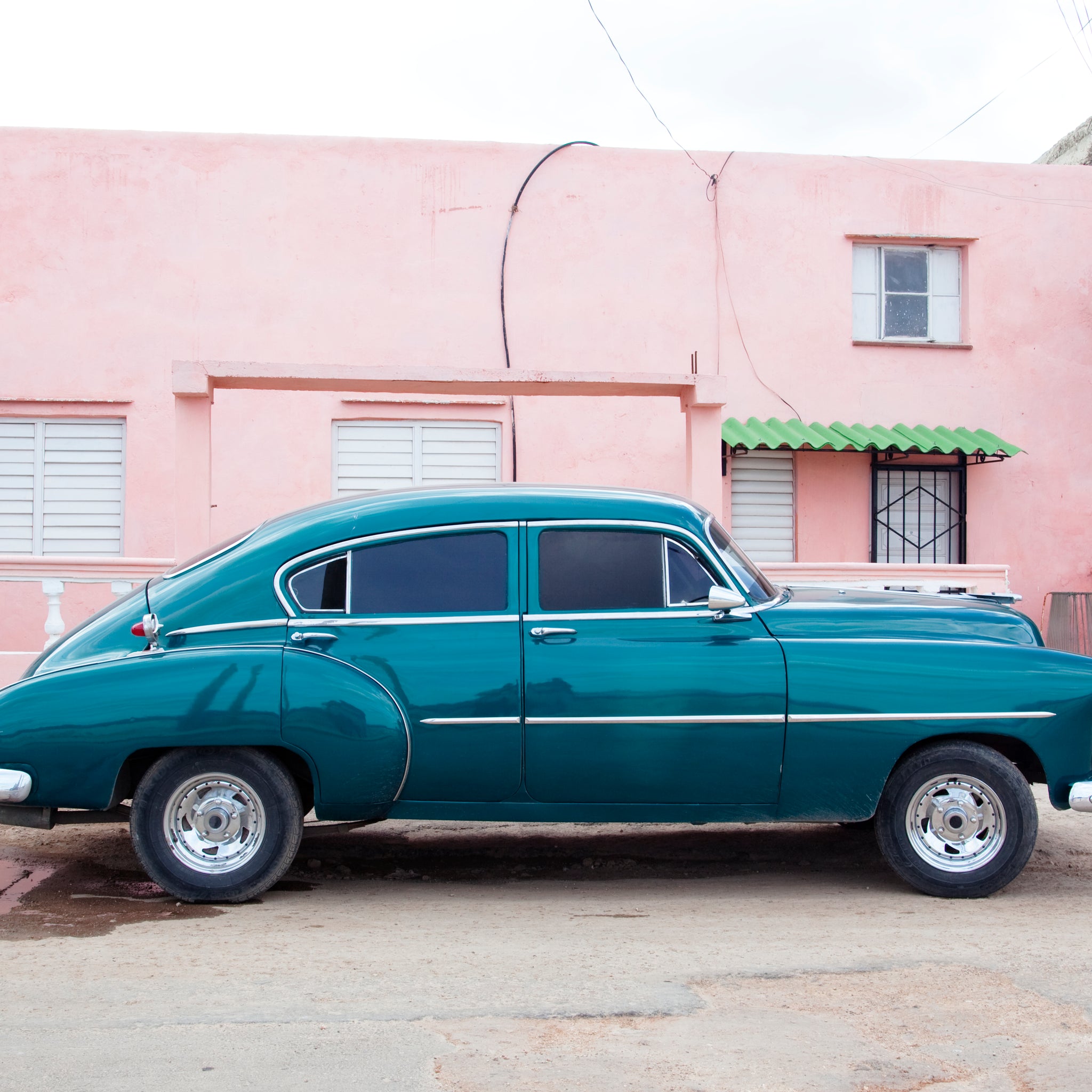 Akoestisch schilderij met Vintage auto in Havana - Carol M. Highsmith