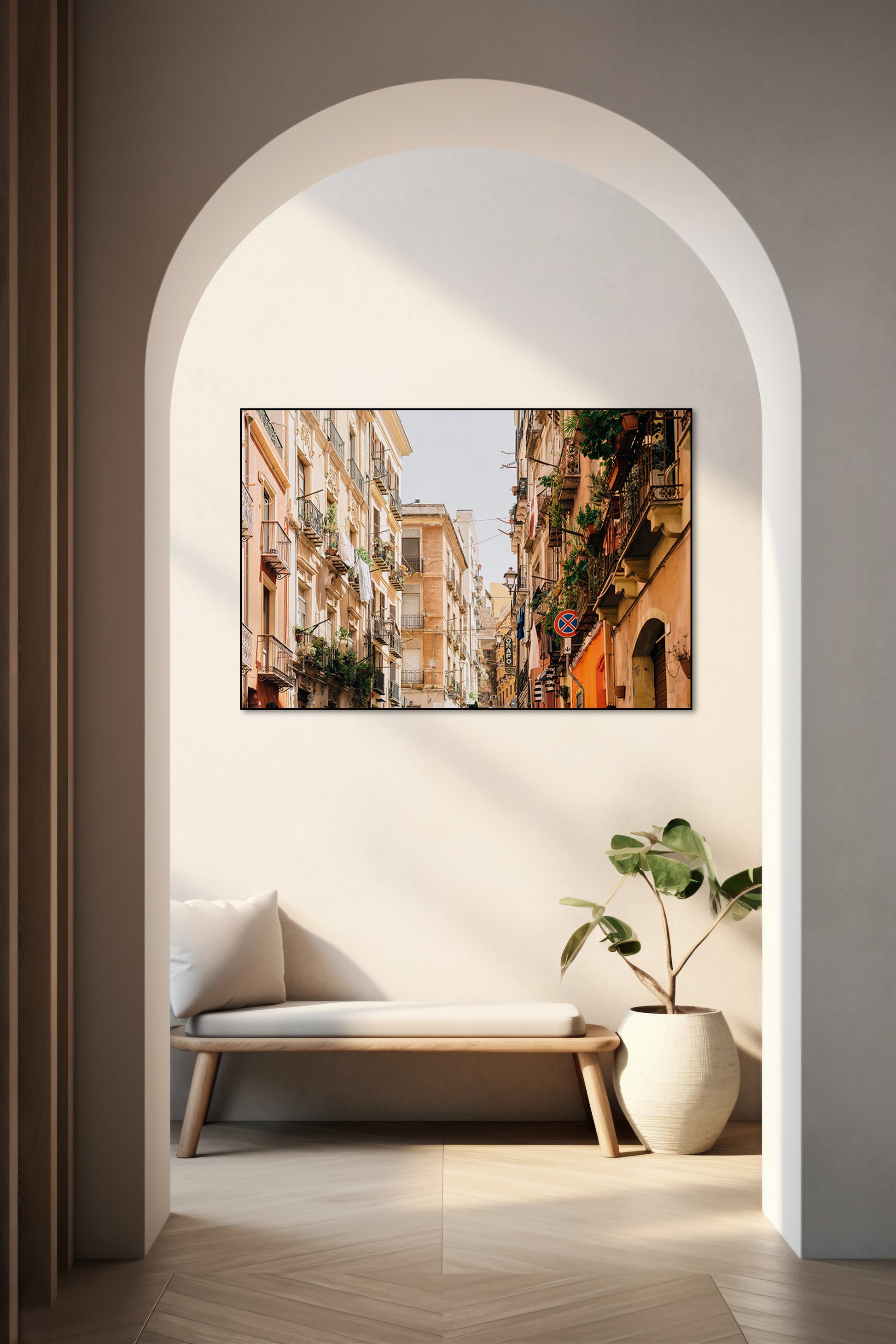 Akoestisch schilderij met Vintage neighborhood in Cagliari - Hal