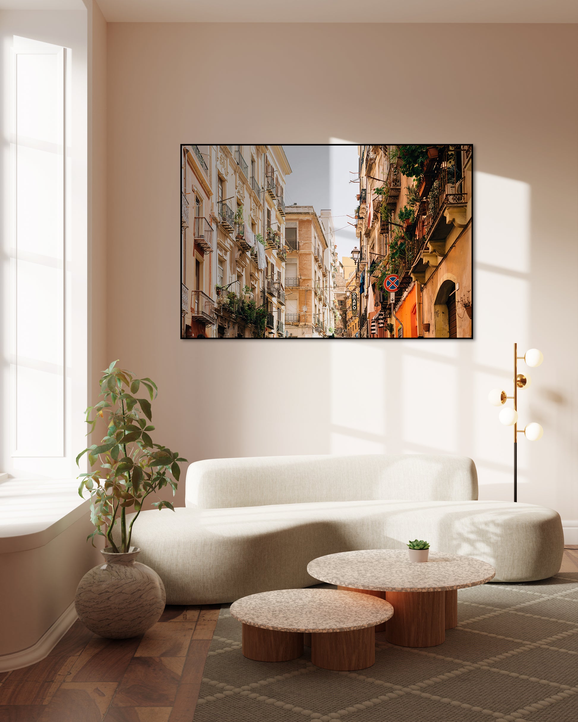 Akoestisch schilderij met Vintage neighborhood in Cagliari - Woonkamer 2