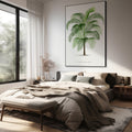 Akoestisch schilderij met Vintage palmboom illustratie - Slaapkamer
