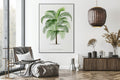 Akoestisch schilderij met Vintage palmboom illustratie - Woonkamer