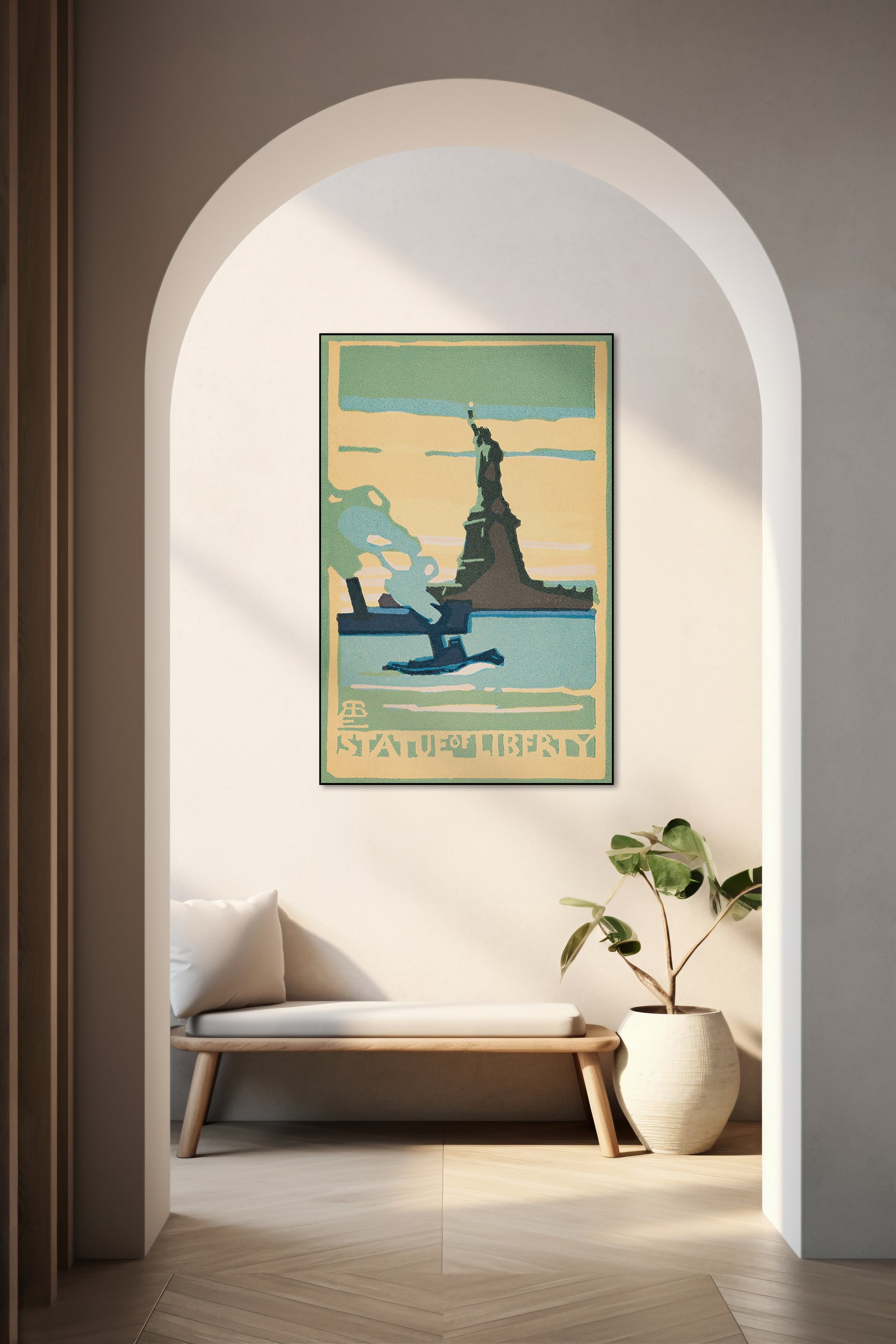 Akoestisch schilderij met Vrijheidsbeeld New York 1916 - Hal