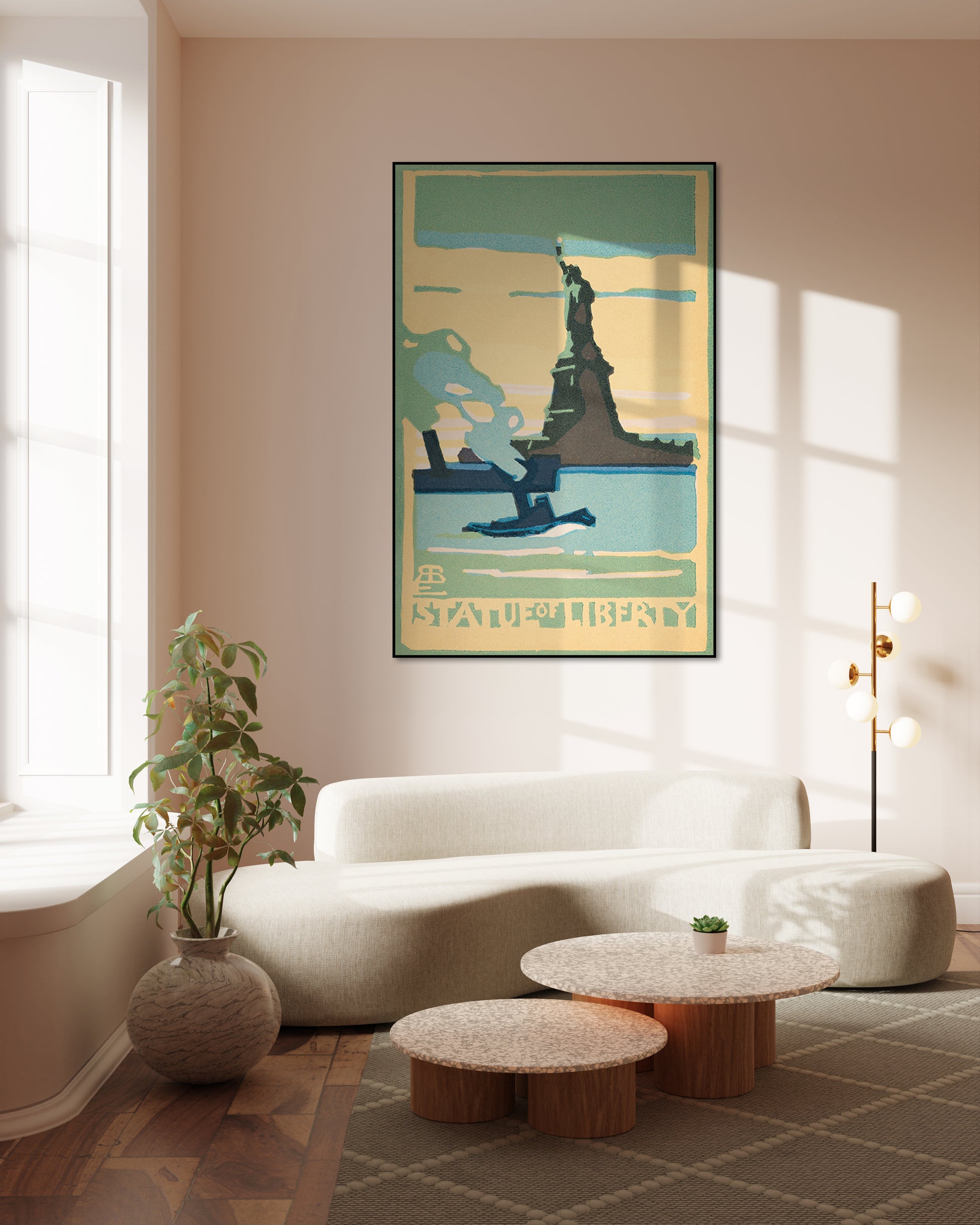 Akoestisch schilderij met Vrijheidsbeeld New York 1916 - Woonkamer 2
