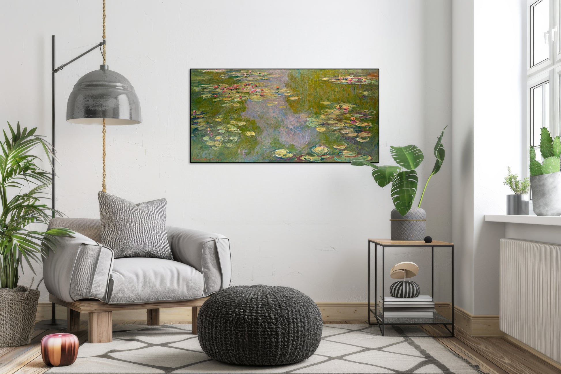 Akoestisch schilderij met Waterlelies - Claude Monet - Woonkamer