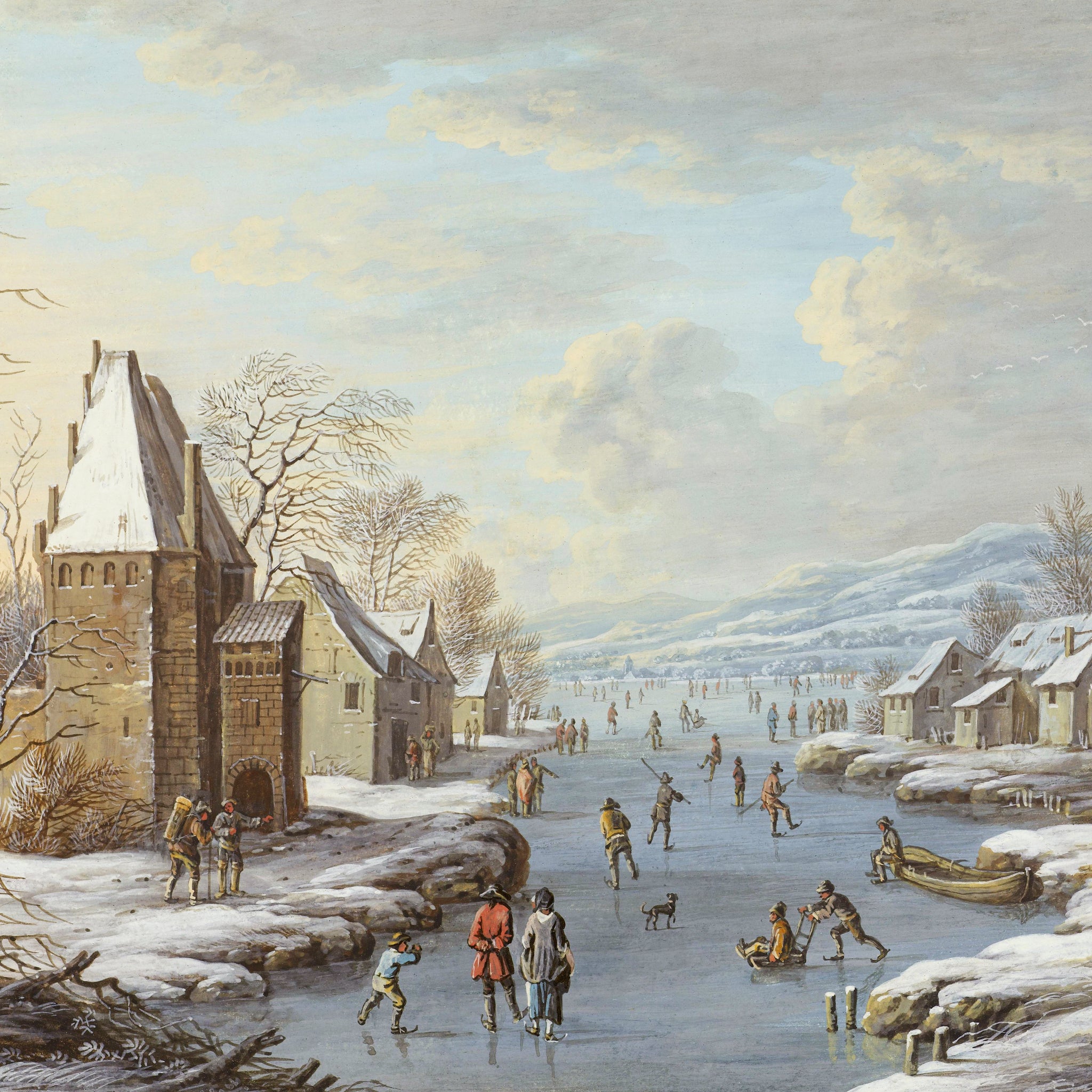 Akoestisch schilderij met Wintergezicht Met Ijsvermaak - Barbara Regina Dietzsch