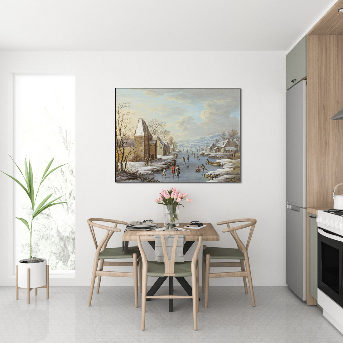Akoestisch schilderij met Wintergezicht Met Ijsvermaak - Barbara Regina Dietzsch