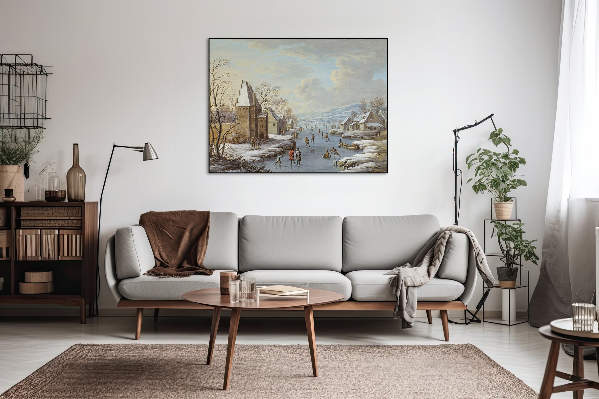Akoestisch schilderij met Wintergezicht Met Ijsvermaak - Barbara Regina Dietzsch - Woonkamer 2