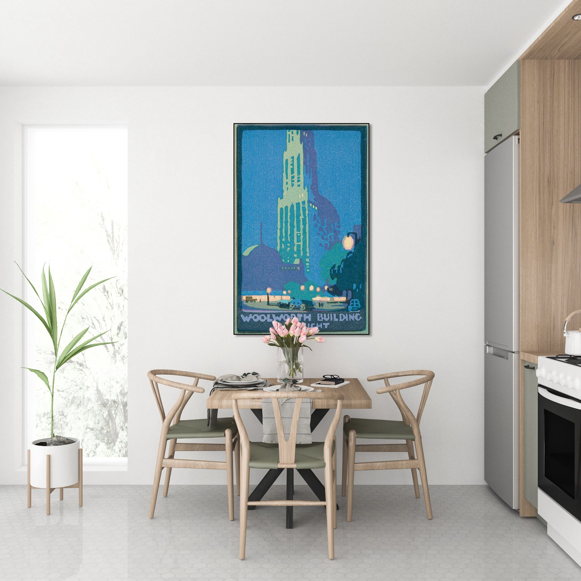 Akoestisch schilderij met Woolworth gebouw in de nacht - Keuken