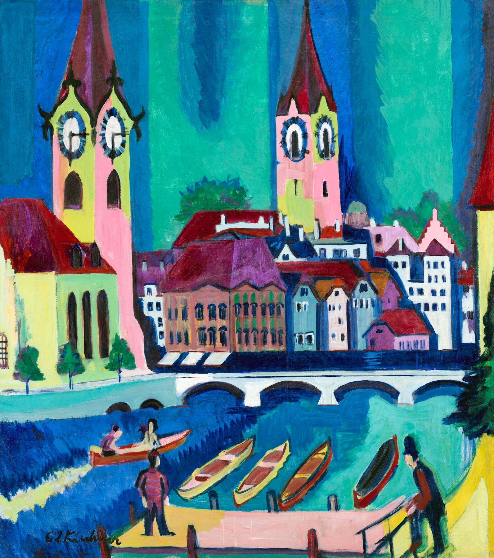 Akoestisch schilderij met Zürich - Ernst Ludwig Kirchner