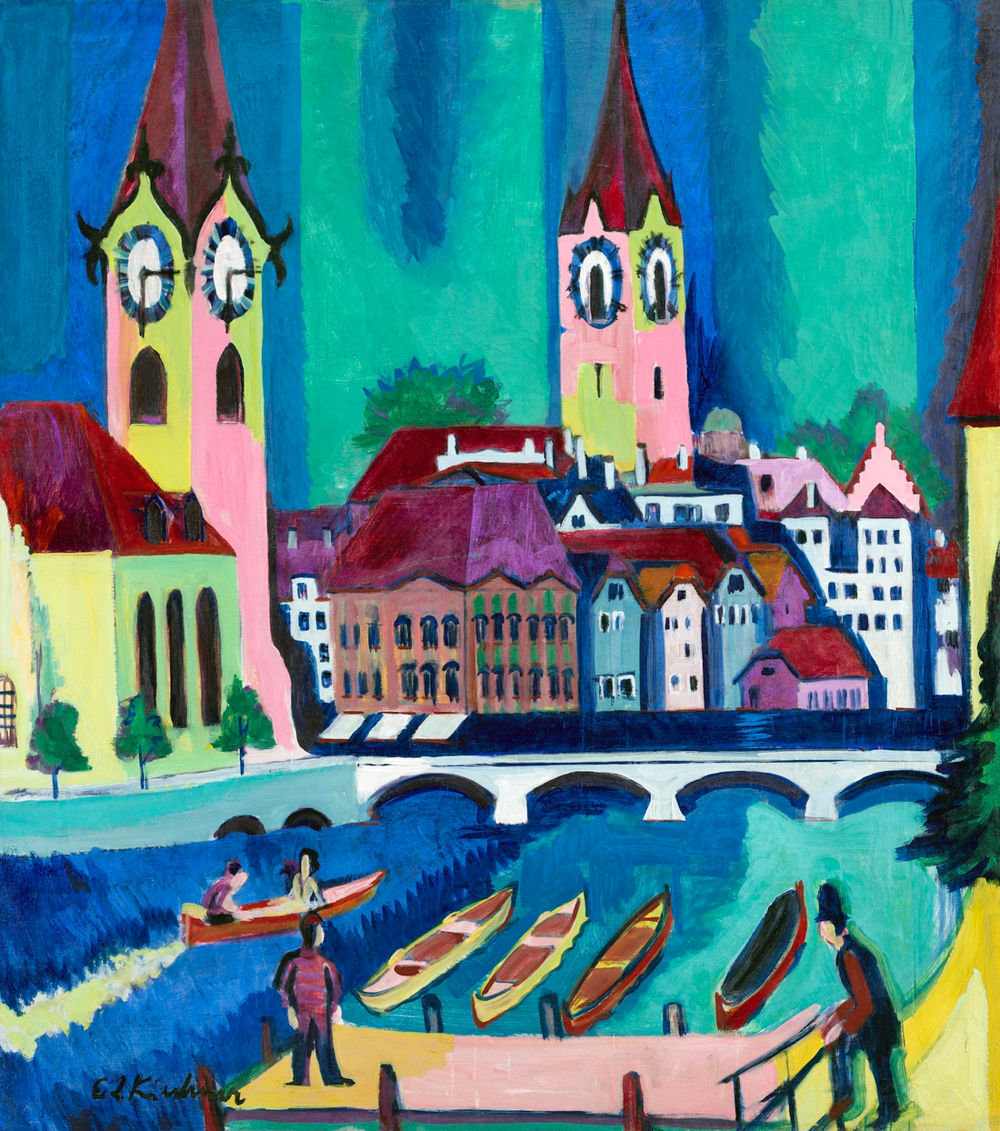 Akoestisch schilderij met Zürich - Ernst Ludwig Kirchner