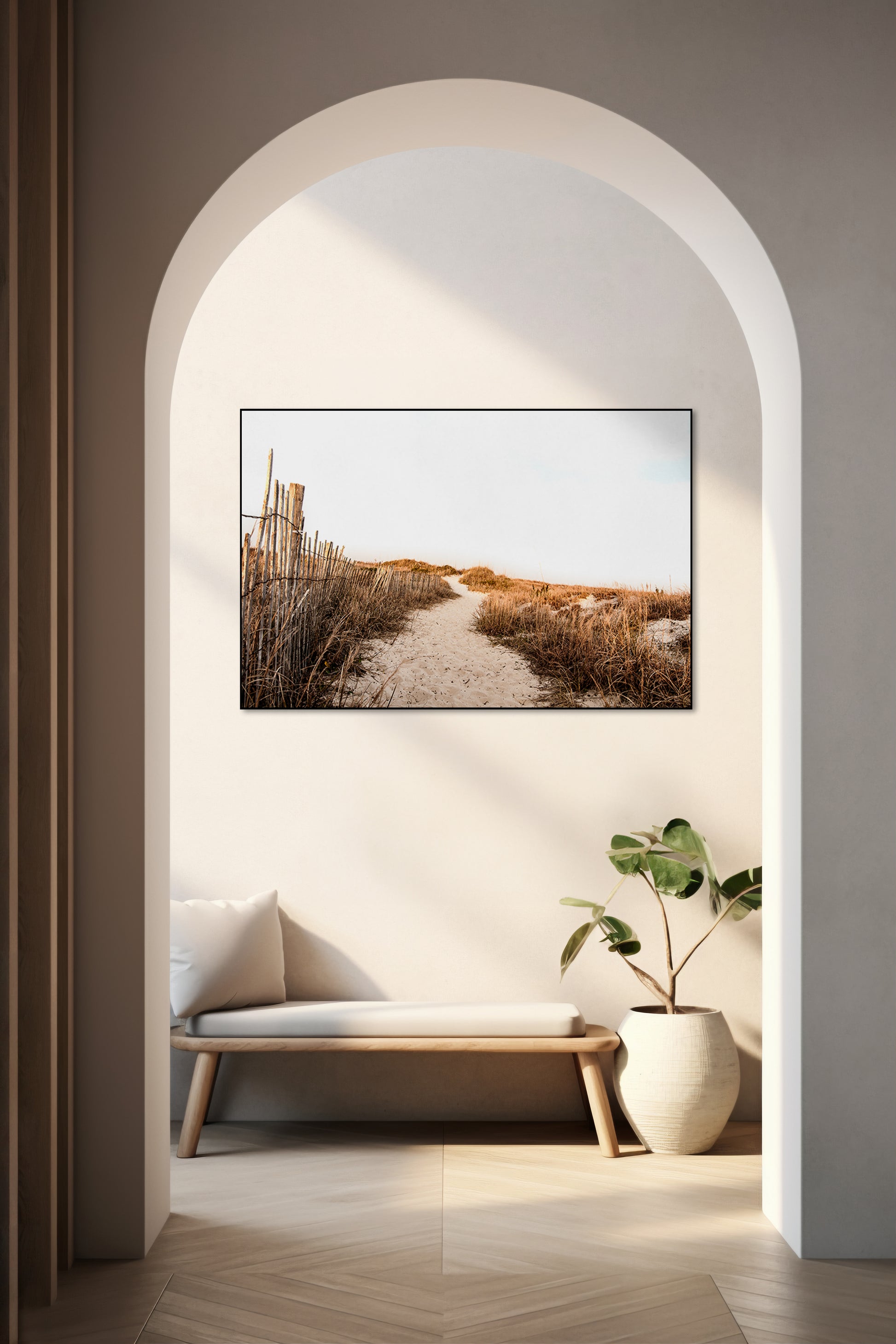 Akoestisch schilderij met Zandduinen en Gras aan Atlantisch Strand - Hal