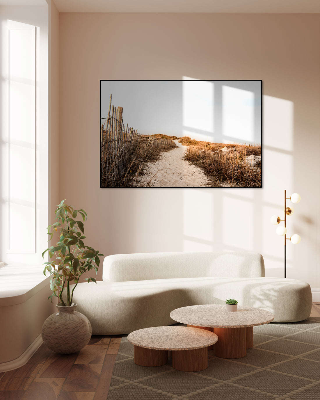 Akoestisch schilderij met Zandduinen en Gras aan Atlantisch Strand