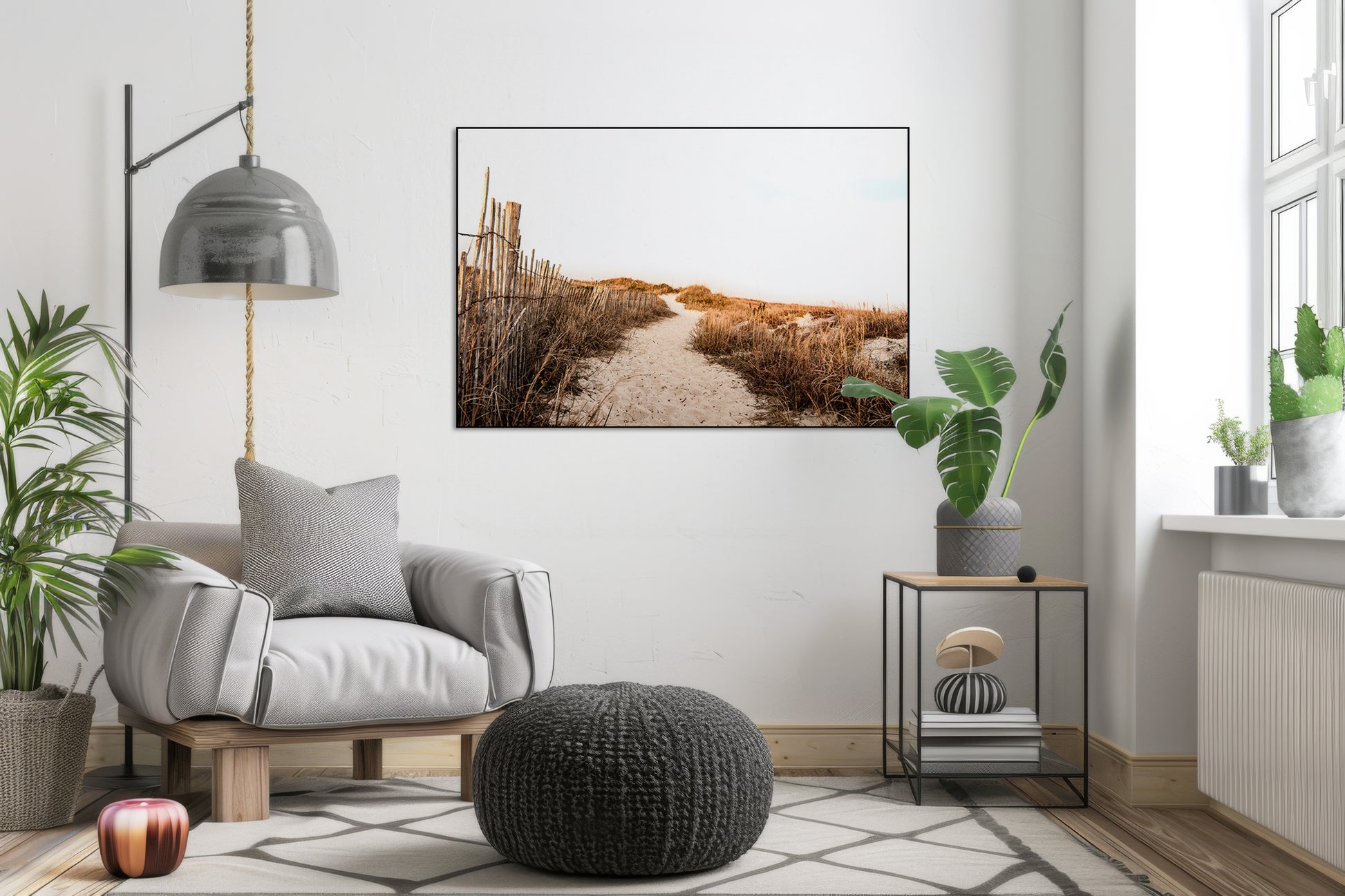 Akoestisch schilderij met Zandduinen en Gras aan Atlantisch Strand - Woonkamer 2