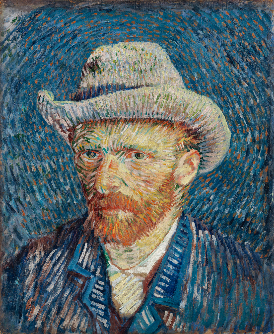 Akoestisch schilderij met Zelfportret met Grijze Vilthoed - Vincent van Gogh