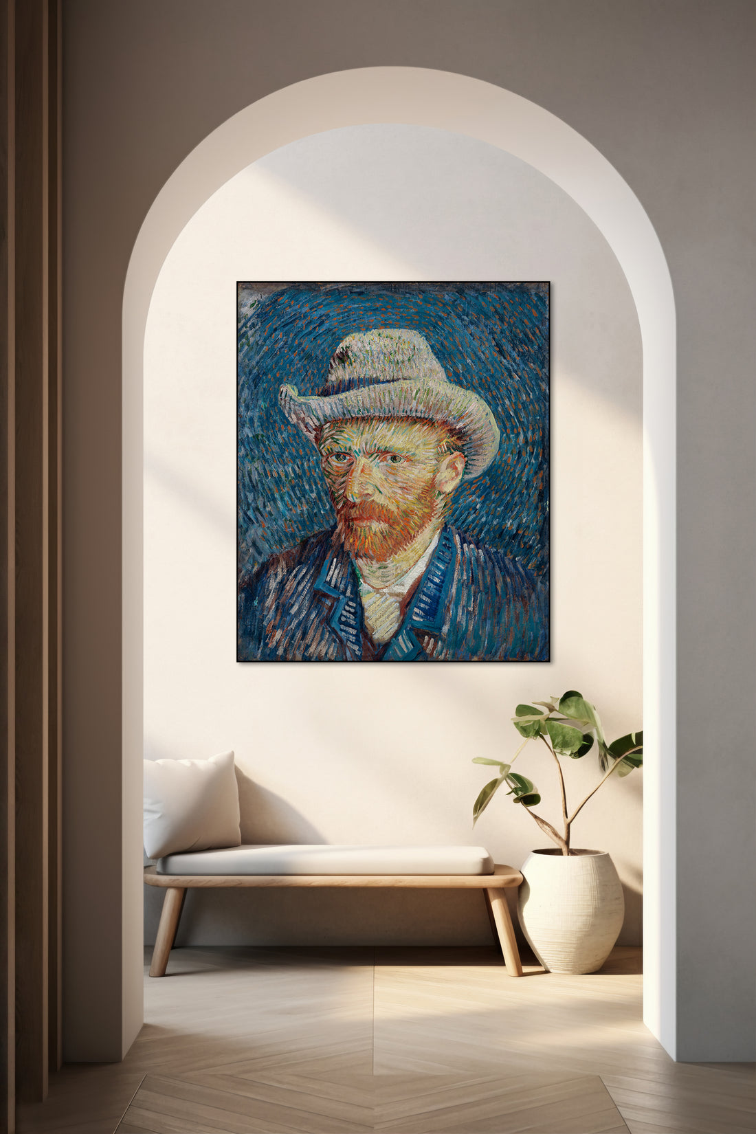 Akoestisch schilderij met Zelfportret met Grijze Vilthoed - Vincent van Gogh