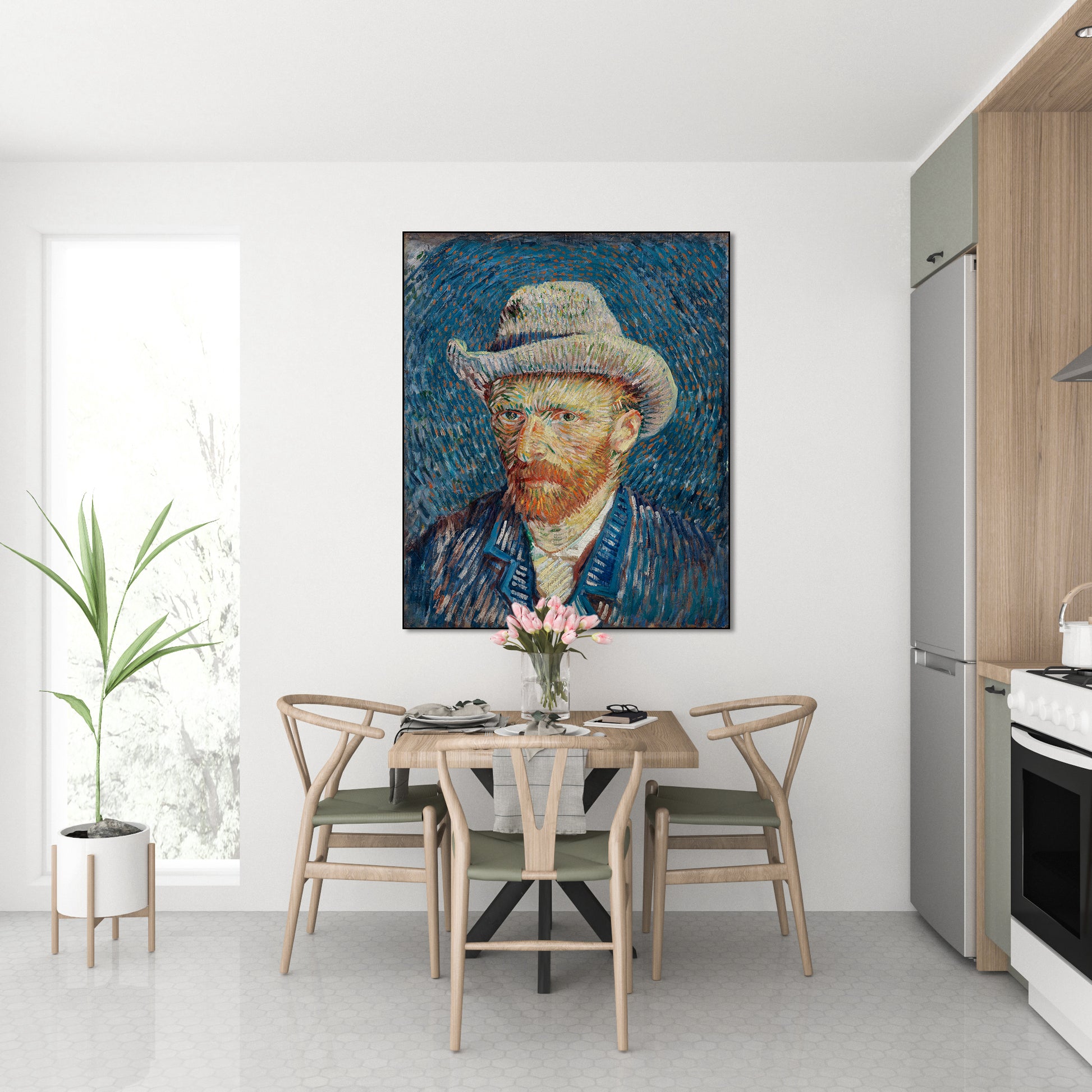 Akoestisch schilderij met Zelfportret met Grijze Vilthoed - Vincent van Gogh - Keuken