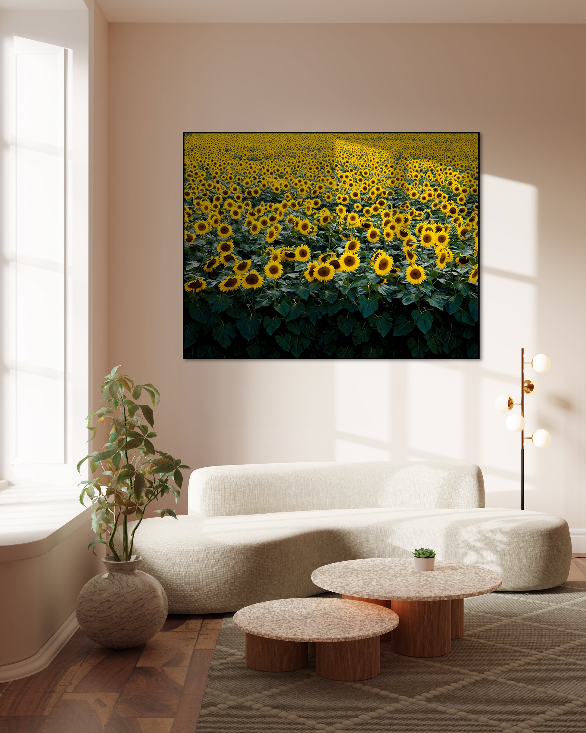 Akoestisch schilderij met Zonnebloemen in Wisconsin - Carol M. Highsmith - Woonkamer 2