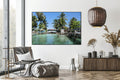 Akoestisch schilderij met Zonnig rustig havenbeeld - Woonkamer