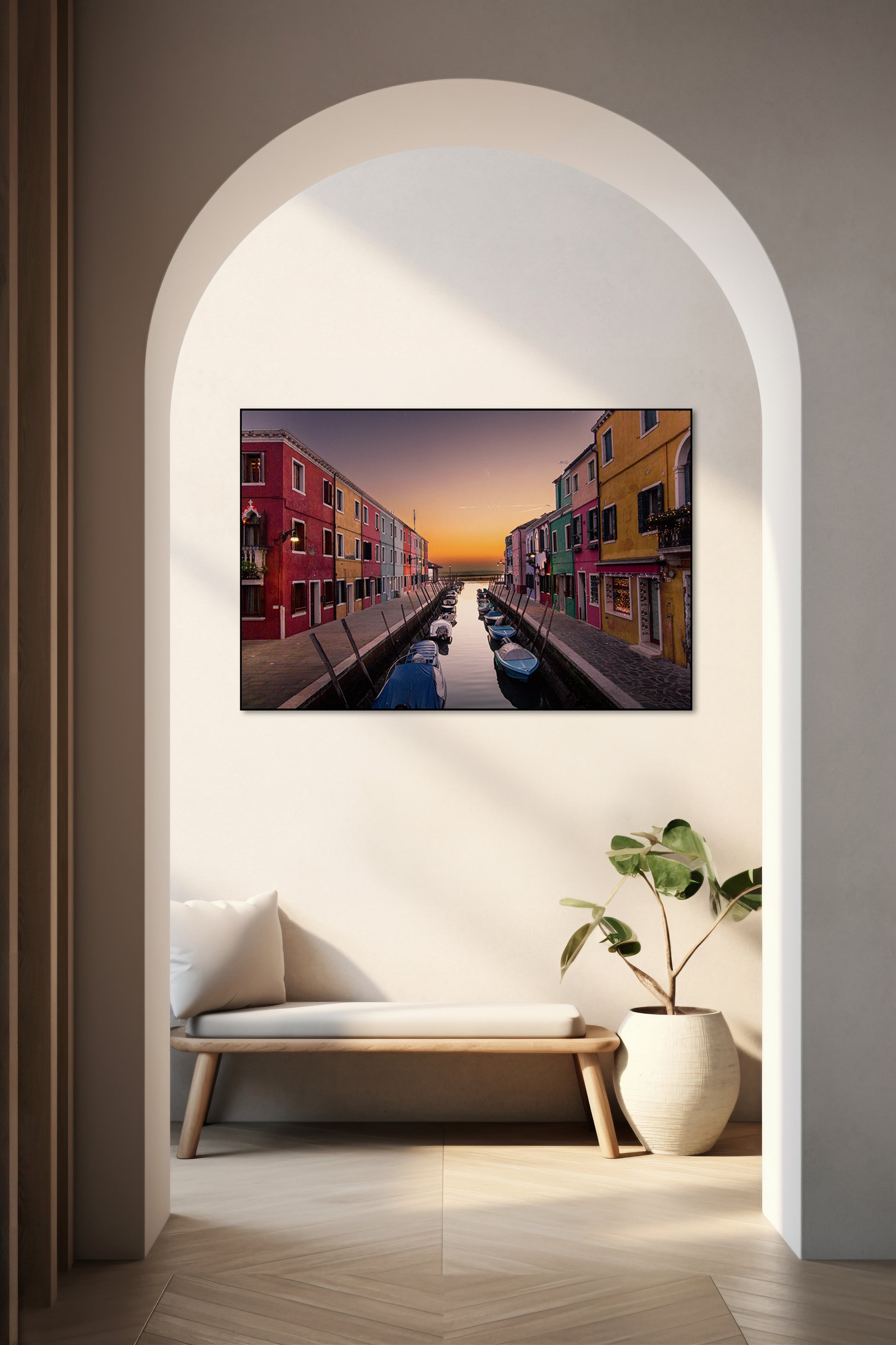 Akoestisch schilderij met Zonsondergang in Burano - Hal