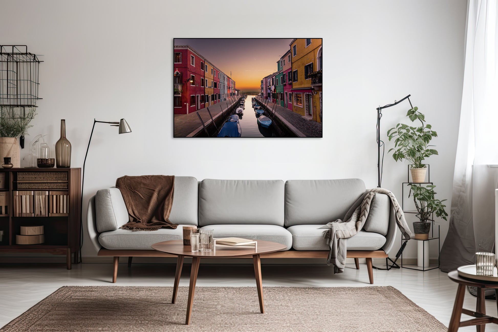 Akoestisch schilderij met Zonsondergang in Burano - Woonkamer 2