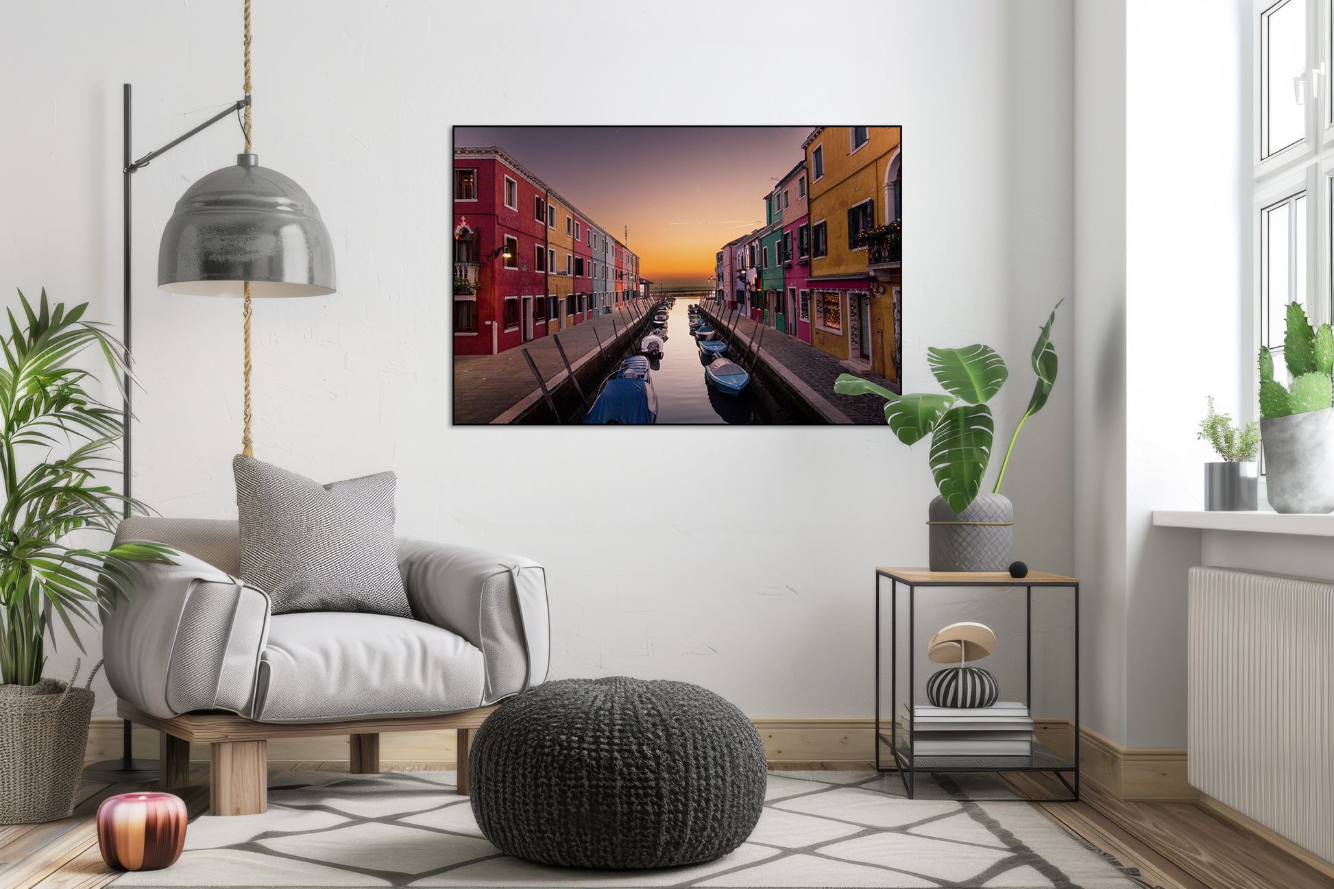 Akoestisch schilderij met Zonsondergang in Burano - Woonkamer 3